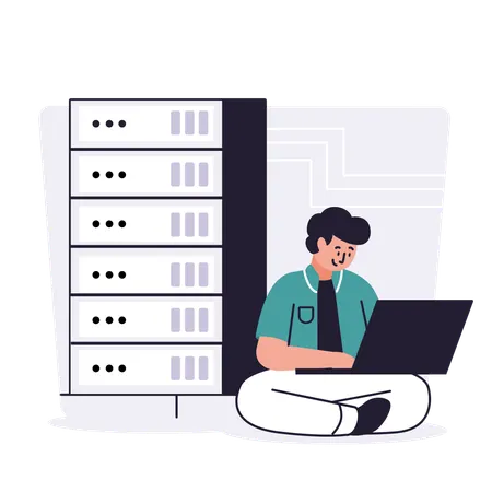 Developer Managing  Server data  Illustration
