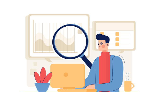 Developer optimizing the search engine  Illustration