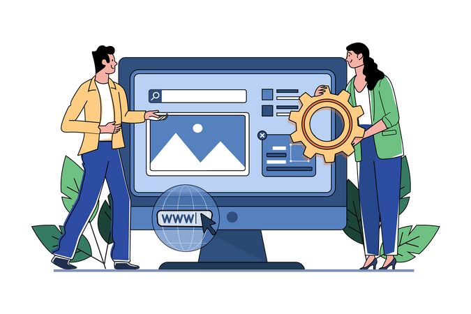 Developer people developed website  Illustration