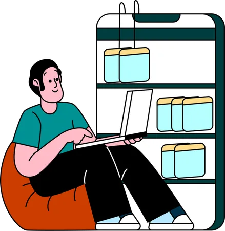 Depicting A Developer Relaxing With A Laptop This Illustration Celebrates The Blend Of Relaxation And Technology In The Creative Process Illustration