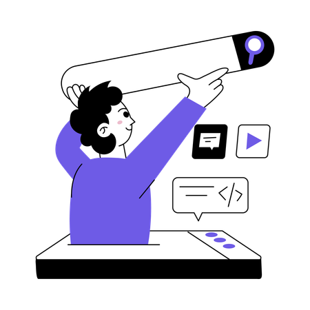Developer sets up bar on Search Engine  Illustration
