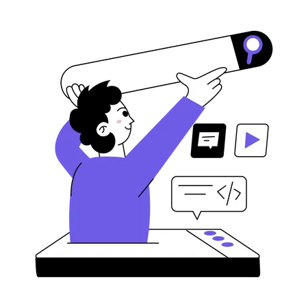 Developer sets up bar on Search Engine  Illustration