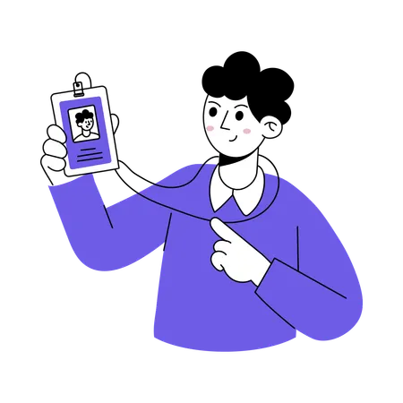 Developer shows Employee Card  Illustration