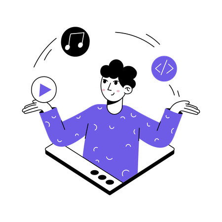 Developer Shuffling Apps  Illustration