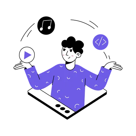 Developer Shuffling Apps  Illustration