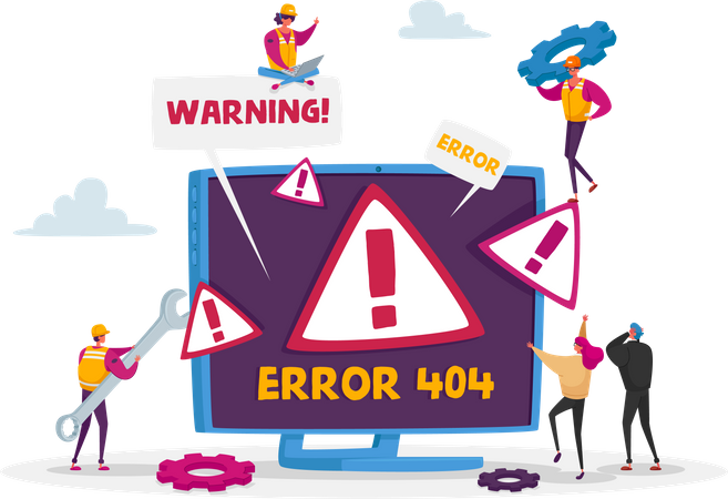 Developer solving error 404 Illustration