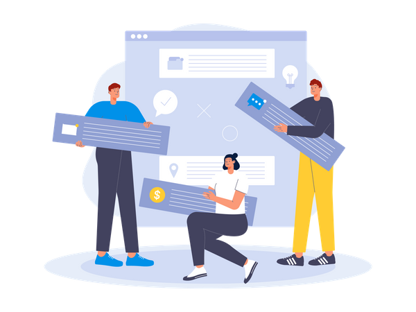 Developer team building website  Illustration