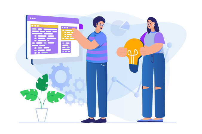 Developer team with idea  Illustration