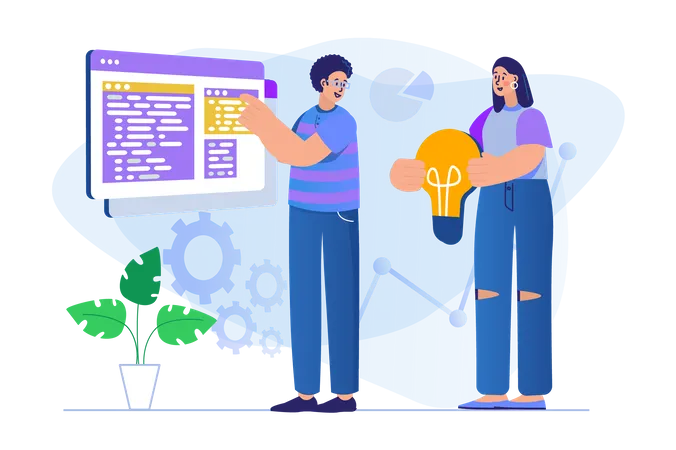 Developer team with idea  Illustration