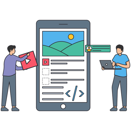 Developer Team working on app development  Illustration