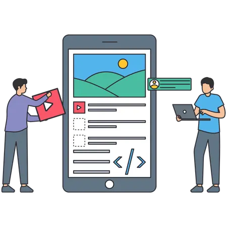 Developer Team working on app development  Illustration