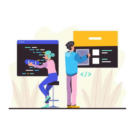 Developer team working on project  Illustration