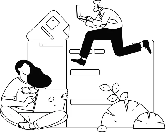 Developer team working on project  Illustration