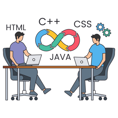 Developer team working on software development  Illustration