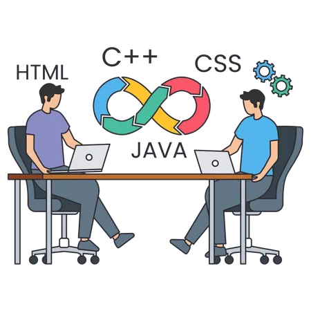 Developer team working on software development  Illustration