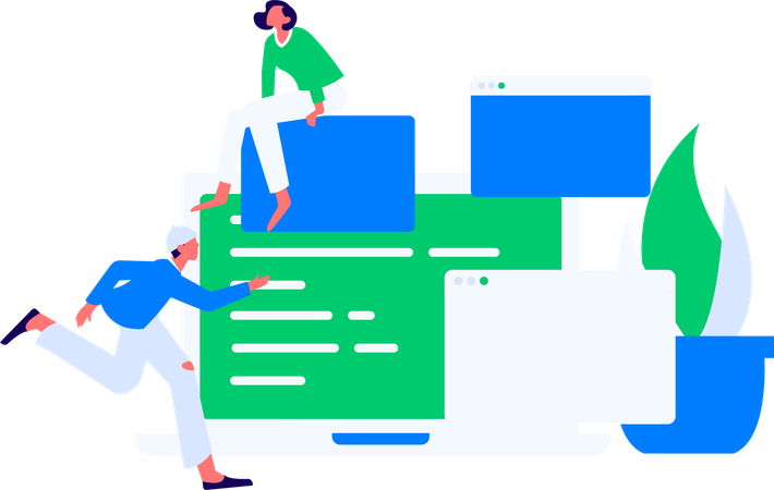 Developer team working on website coding  Illustration