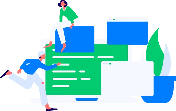 Developer team working on website coding  Illustration