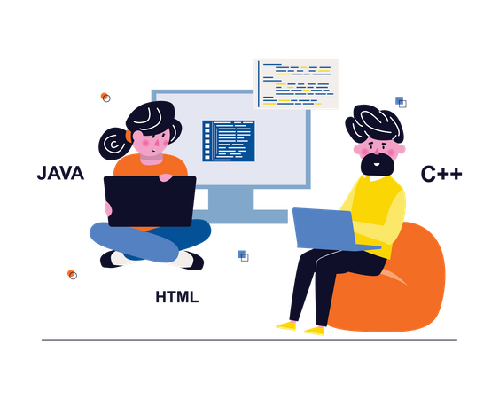 Developer team working together Illustration