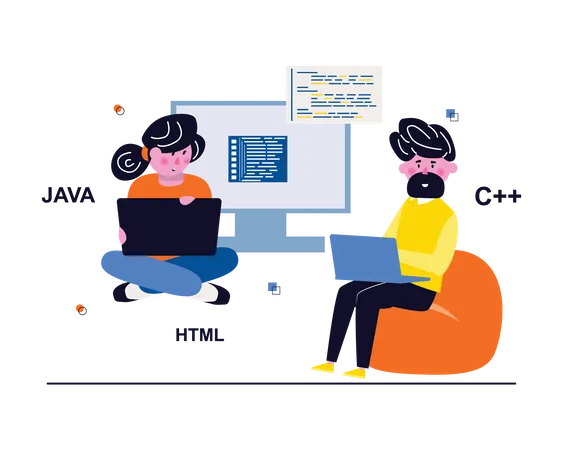 Developer team working together  Illustration
