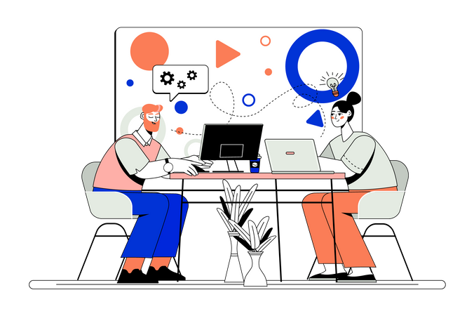 Developer team working together  Illustration