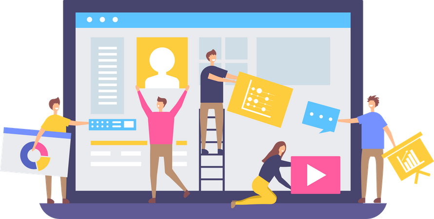 Developer team working website  Illustration