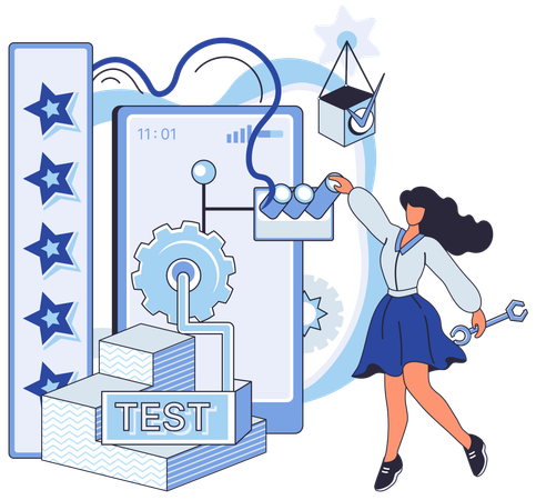 Developer testing app for new features and functionalities  Illustration