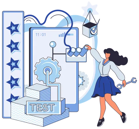 Developer testing app for new features and functionalities  Illustration