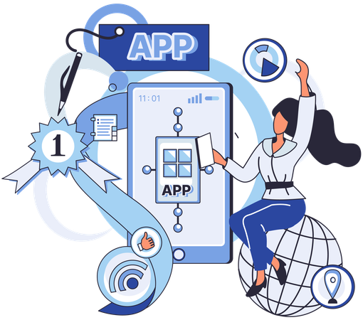 Developer testing app for new features and functionalities  Illustration