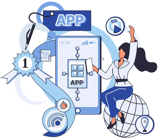 Developer testing app for new features and functionalities  Illustration