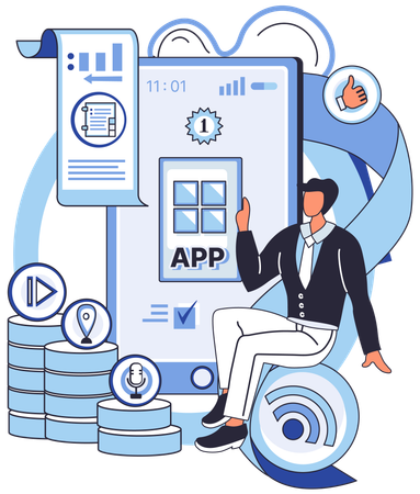 Developer testing app for new features and functionalities  Illustration