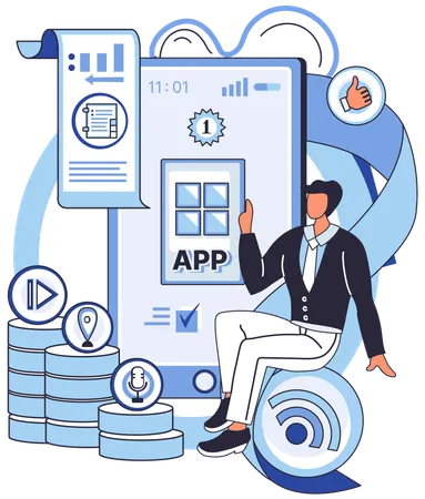 Developer testing app for new features and functionalities  Illustration