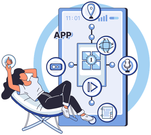 Developer testing app for new features and functionalities  Illustration
