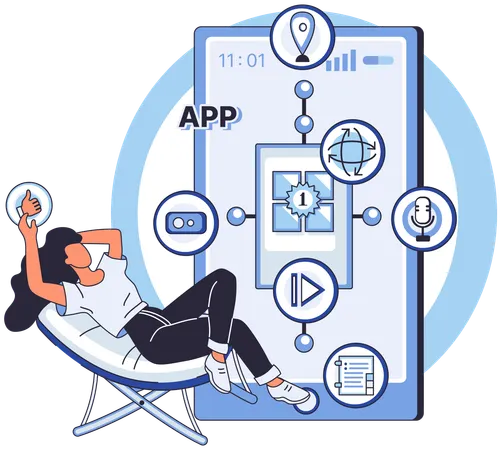 Developer testing app for new features and functionalities  Illustration