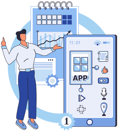 Developer testing app for new features and functionalities  Illustration