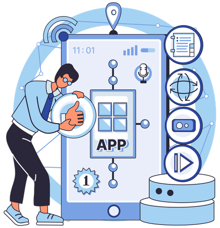 Developer testing app performance  Illustration
