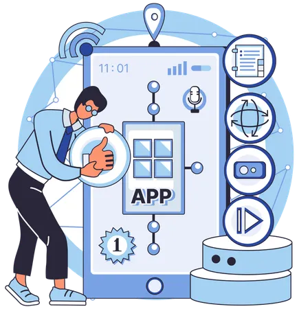 Developer testing app performance  Illustration