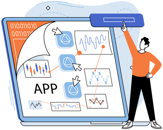 Developer testing app performance  Illustration