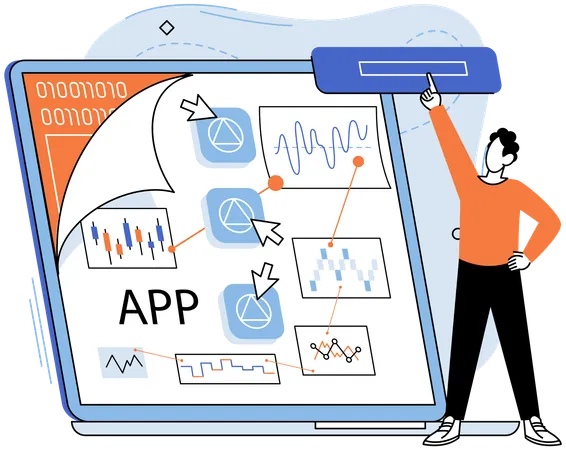 Developer testing app performance  Illustration