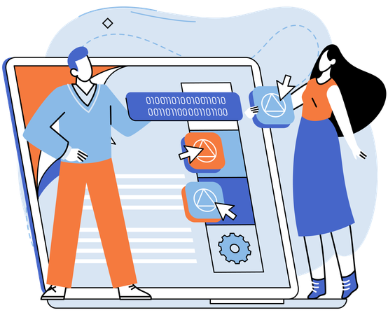 Developer testing app performance  Illustration