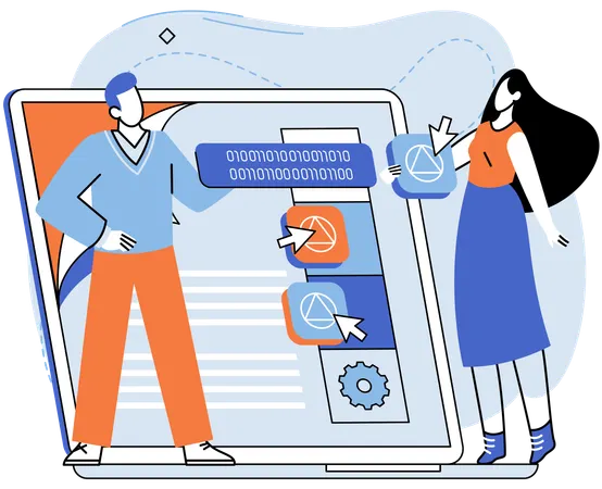 Developer testing app performance  Illustration