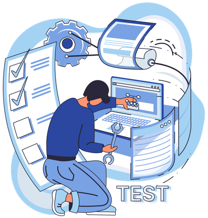 Developer testing app performance  Illustration