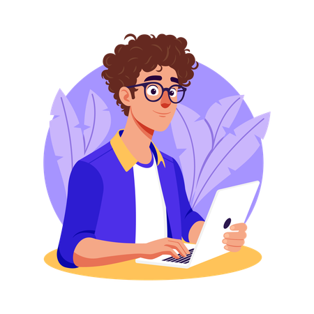 Developer using Laptop for online development  Illustration