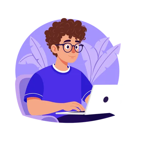 Developer using Laptop  Illustration