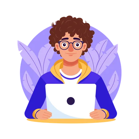 Developer using Laptop  Illustration