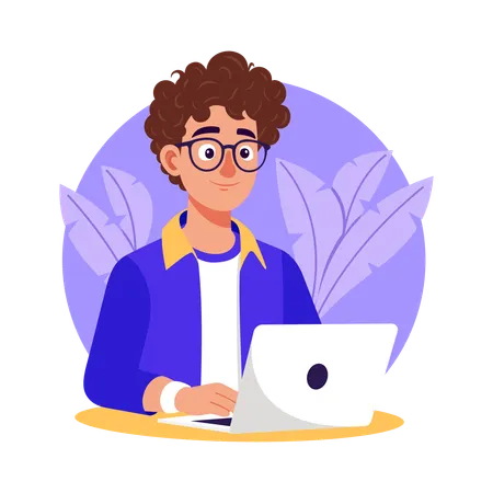 Developer using Laptop  Illustration