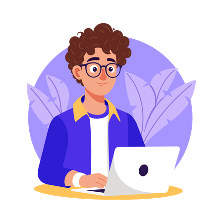 Developer using Laptop  Illustration