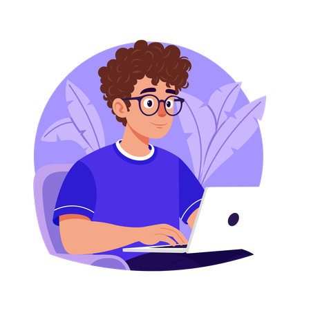 Developer using Laptop  Illustration