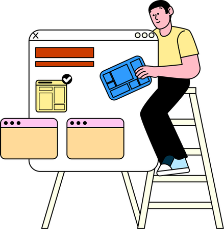 Developer with website design elements  Illustration