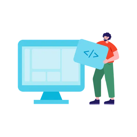 Programing Language With Face Character Illustration You Can Use It For Websites And For Different Mobile Application Illustration