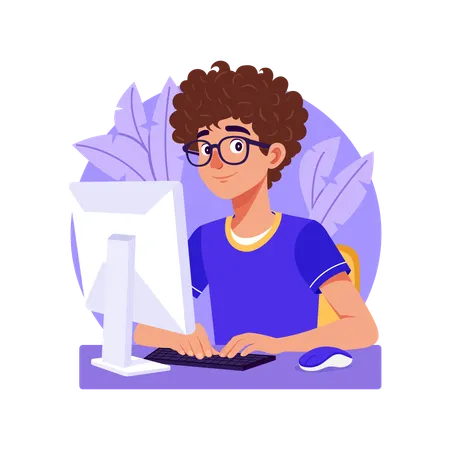 Developer working on computer  Illustration
